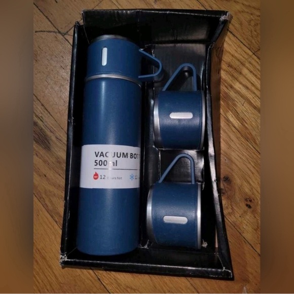 🆕 4PC Vacuum Thermos Bottle Set Blue - Picture 9 of 14
